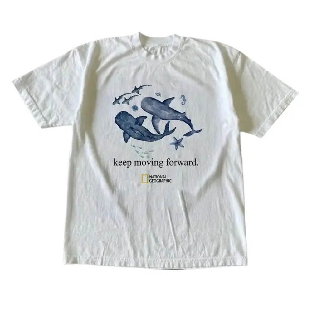National Geographic White Whale Graphic Tee - Keep Moving Forward